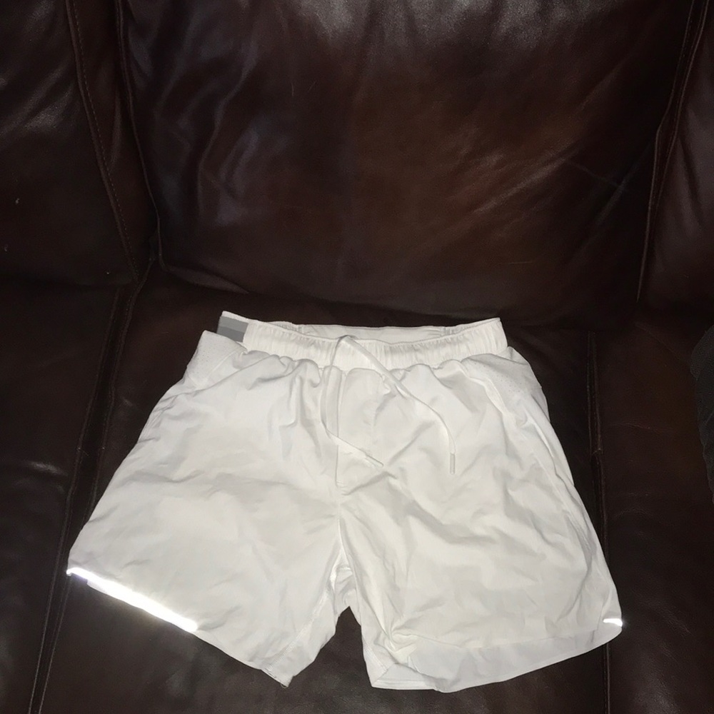 Men’s white Lululemon Surge Shorts 6”